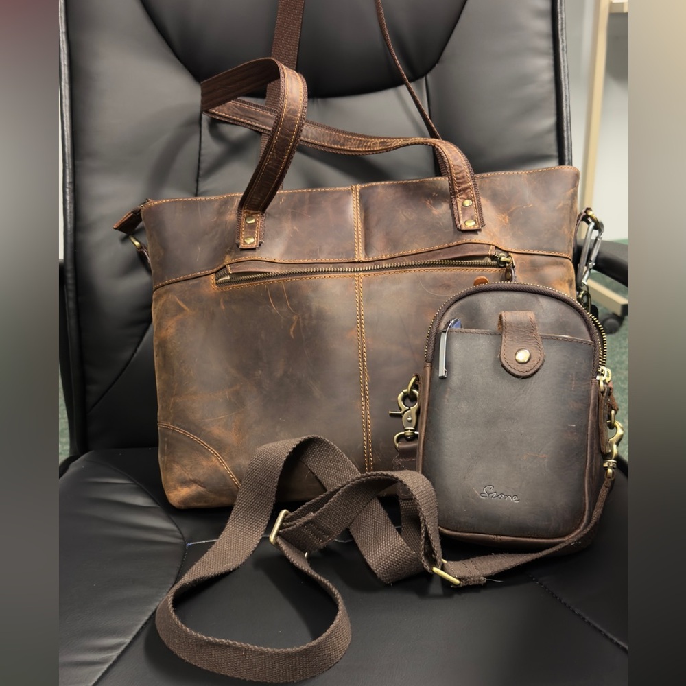 Tote Leather Bag and Crossbody Bag